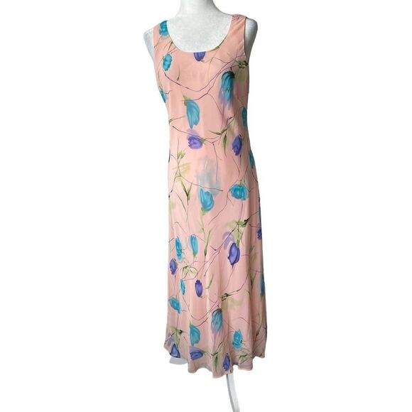 Mary McFadden Vintage Floral Maxi Dress Sleeveless SZ L - Picture 1 of 14